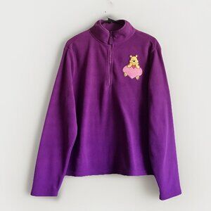 DISNEY STORE VINTAGE Purple WINNIE THE POOH FLEECE‎ SWEATER SIZE LARGE